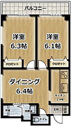 森下町パブリックハイツ 2LDKの間取図画像