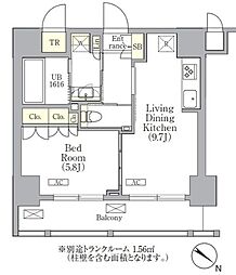 オルサス三ノ輪 1LDKの間取図画像