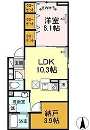 ラリュール清川A 2LDKの間取図画像