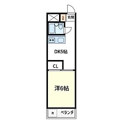 ドエル・ワン 1DKの間取図画像