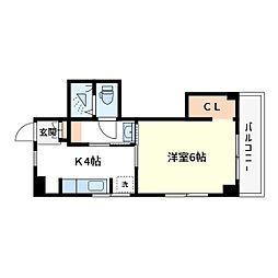 京成本線 青砥駅 徒歩5分の賃貸マンション 4階1Kの間取り