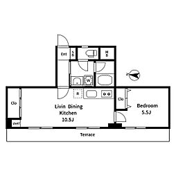 東急東横線 学芸大学駅 徒歩10分の賃貸マンション 1階1LDKの間取り