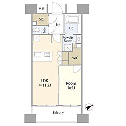 東京メトロ日比谷線 八丁堀駅 徒歩6分の賃貸マンション 5階1LDKの間取り