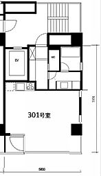 日本橋Tビル 3階ワンルームの間取り