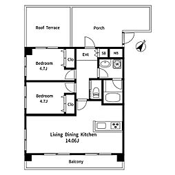 京成松戸線 みのり台駅 徒歩4分の賃貸マンション 3階2LDKの間取り