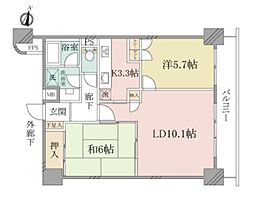 東京メトロ有楽町線 飯田橋駅 徒歩6分の賃貸マンション 6階2LDKの間取り