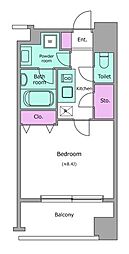 レジディア築地 ワンルームの間取図画像