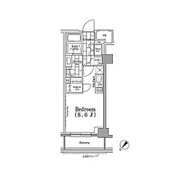 東京メトロ有楽町線 月島駅 徒歩4分の賃貸マンション 3階ワンルームの間取り