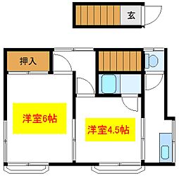 千草荘 B 2階2Kの間取り