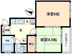 コーポエスペランサ 2階2Kの間取り