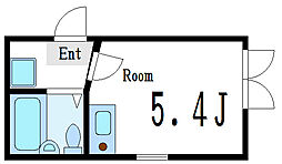 エルプレミア平井 1階ワンルームの間取り