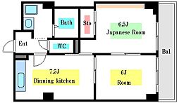 TMビル 2階2DKの間取り