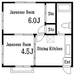 八重マンション 2階2Kの間取り