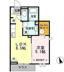 メゾンクレール墨田 1階1LDKの間取り