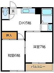 平和コーポ2号館 2DKの間取図画像