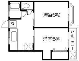 コーポ石川 2Kの間取図画像