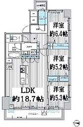 関寅ビル第10 3LDKの間取図画像