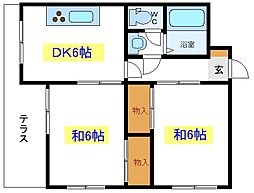 川村第二コーポ 2DKの間取図画像