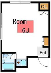 永久ハイツ 2階ワンルームの間取り