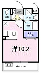 東京メトロ千代田線 町屋駅 徒歩14分の賃貸アパート 2階1Kの間取り
