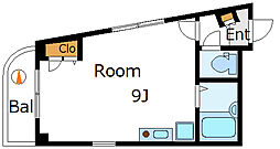 東京メトロ千代田線 千駄木駅 徒歩3分の賃貸マンション 3階ワンルームの間取り