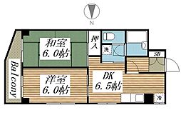 アーバンハウス宮地 2DKの間取図画像