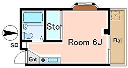 マリーズハイム ワンルームの間取図画像