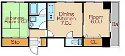 グランセピア日暮里 2DKの間取図画像