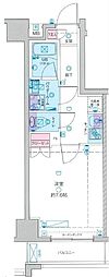 ジェノヴィア隅田川westスカイガーデン 1Kの間取図画像