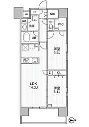 THEパームス熊野前 2LDKの間取図画像