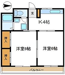 ハイムアベ 2Kの間取図画像