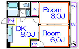 グレイドハイツ 2DKの間取図画像