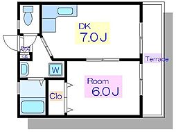 ブランシェ 1DKの間取図画像