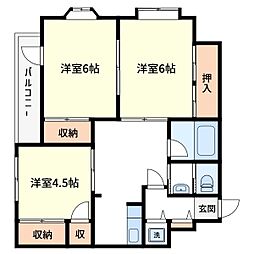 メゾンかもん 3DKの間取図画像