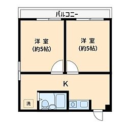梅田ビル 2Kの間取図画像