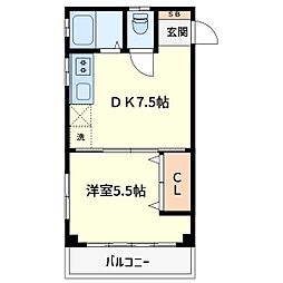 寿マンション 1DKの間取図画像