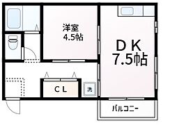 ヤマト 1DKの間取図画像