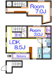 グレーディングフォレスト 2階2LDKの間取り