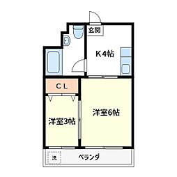 シャトレー堀切 2Kの間取図画像