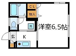 カーサソレイユ梅島 1階1Kの間取り