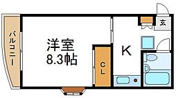 メゾン大庭 1Kの間取図画像