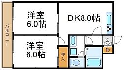 江藤マンション 2DKの間取図画像