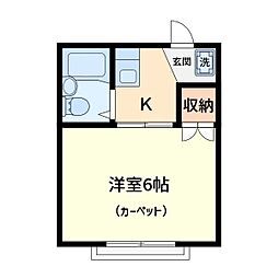 中央ハイツ 1階1Kの間取り
