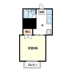 パル 2階1Kの間取り