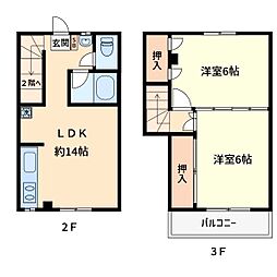 プラトゥハウス 3階2LDKの間取り