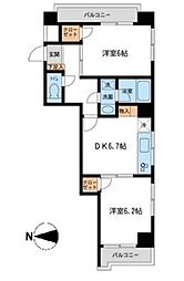 王子ハイツ 2DKの間取図画像
