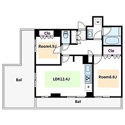 フレンシア田端南 2LDKの間取図画像