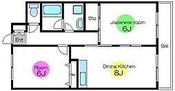 アーバンパレス 2LDKの間取図画像