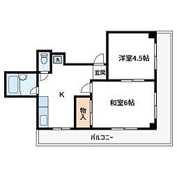 MOONビル 2Kの間取図画像