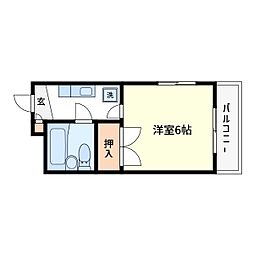 朝日ハイツ 1Kの間取図画像